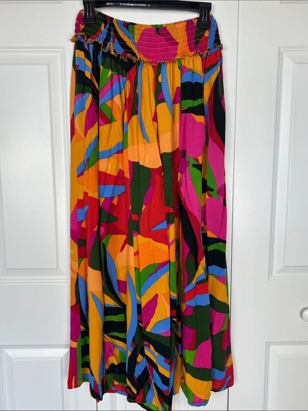 Vibrant Multicolor Printed Pants with Smocked Waist by True Destinations Medium - Picture 5 of 7